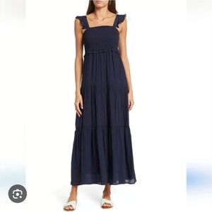 Nanette Lepore Navy Blue Smocked Tiered Ruffle - Size 6 New